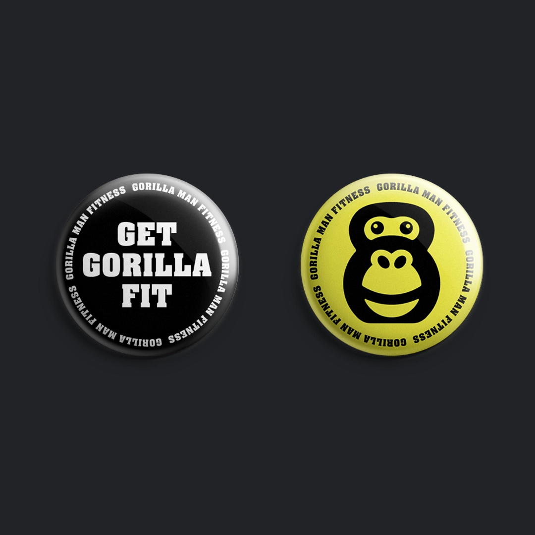 Gorilla Man Fitness button badges