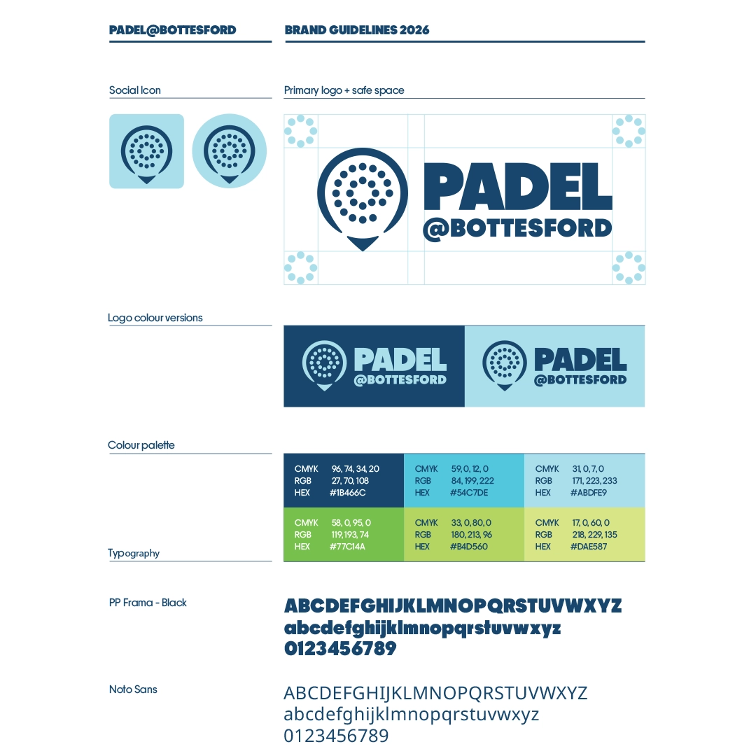 Padel@Bottesford brand guidelines image